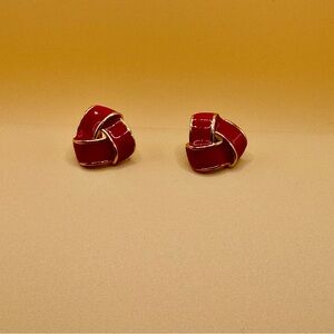 Vintage Avon Red Enamel Knot Earrings